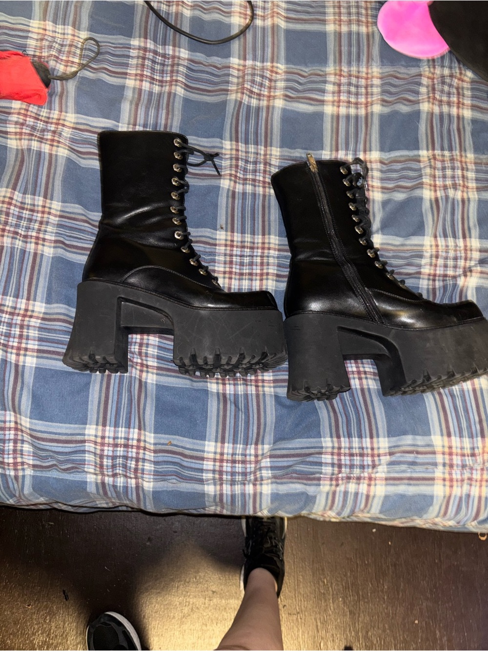 Black Platform Lace-Up Women's Boots